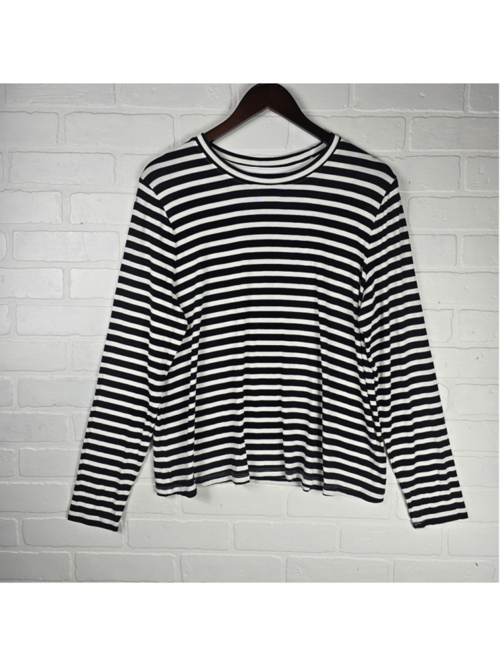 Women's A New Day Long Sleeve Striped Tee Black White Size XL